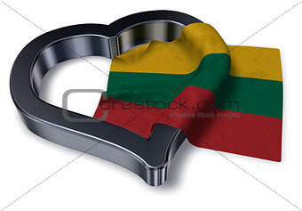 flag of lithuania and heart symbol - 3d rendering