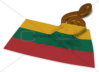 clef symbol and flag of lithuania - 3d rendering