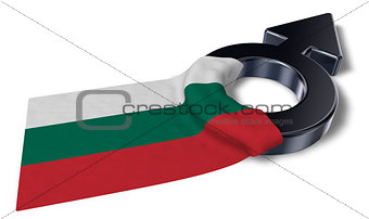 mars symbol and flag of bulgaria - 3d rendering