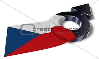 mars symbol and flag of the czech republic - 3d rendering