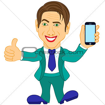 Men holds a smartphone