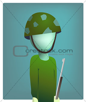 soldier stands still with a gun illustration