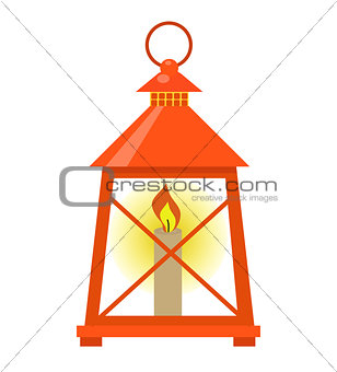 Red Lantern icon flat style. Isolated on white background. Vector illustration