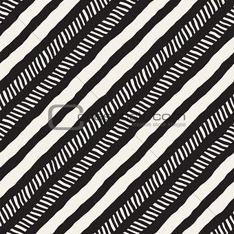 Seamless pattern with hand drawn brush strokes. Ink doodle illustration. Geometric monochrome vector pattern.