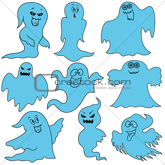 Set of nine amusing ghosts