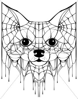 Black spiderweb silhouette head dog. Halloween accessory