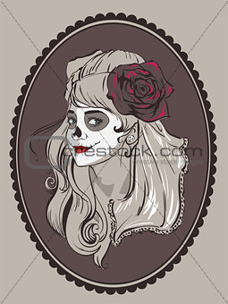 Beautiful woman portrait for Mexican holiday day of dead