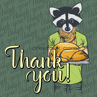 Vector illustration of Thanksgiving racoon concept