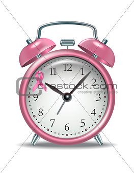 Pink alarm clock with pink ribbon