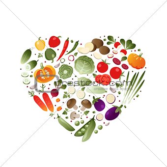 Vegetables in shape of heart