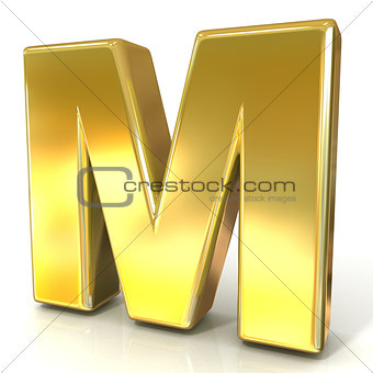 Golden font collection letter - M. 3D