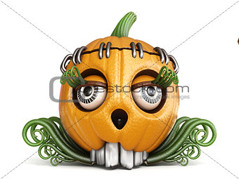 Halloween pumpkin Jack O Lantern lady 3D