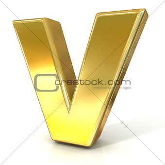 Golden font collection letter - V. 3D