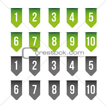 Number set ribbon green and grey