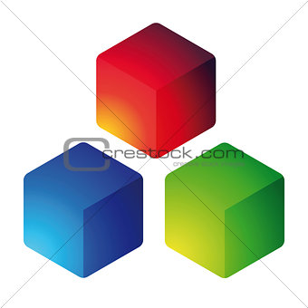 Empty colorful vector cubes