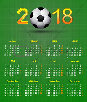 Deutsch calendar 2018 Soccer theme, linen back soccer ball calen