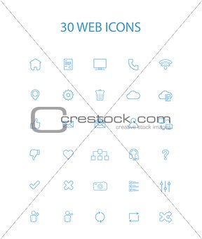 30 Blue Color Simple Web Icons
