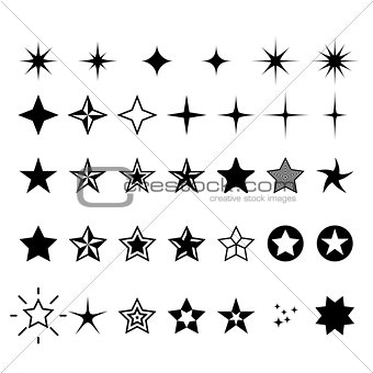 Star icons - rating, rank and decor star symbols