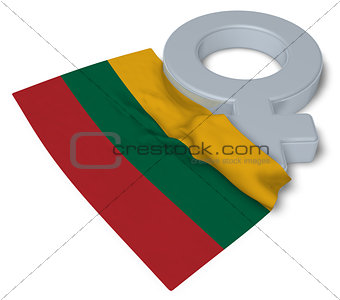 symbol for feminine and flag of lithuania - 3d rendering