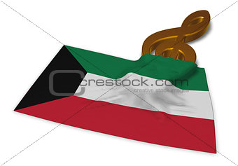 clef symbol symbol and flag of kuwait - 3d rendering
