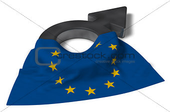 male symbol and flag of the european union - 3d rendering
