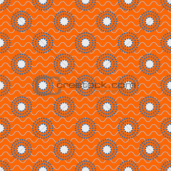 Japanese circles pattern in blue and orange colors.