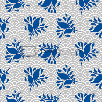 Japanese pattern in blue and gray colors.