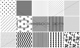 Seamless pattern vector black and white geometric textures.