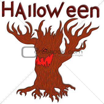Halloween evil twisted tree
