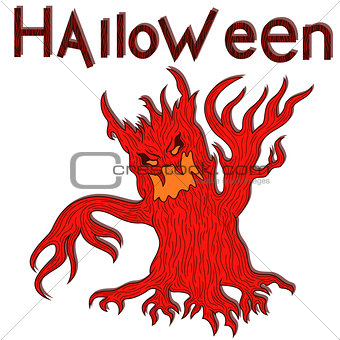 Halloween aggressive evil tree