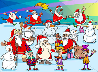 Christmas cartoon characters group