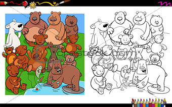bears characters group coloring book