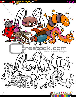 insects animal characters coloring book