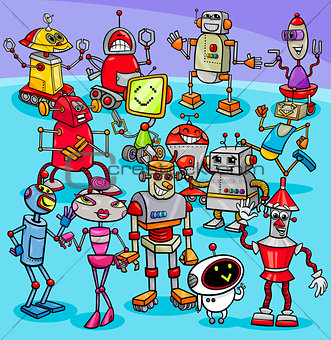 cartoon robot characters group