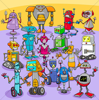cartoon robot characters big group