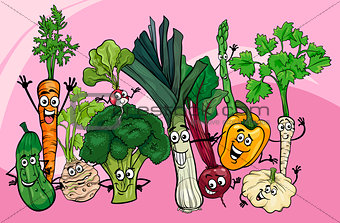 vegetables group cartoon illustration