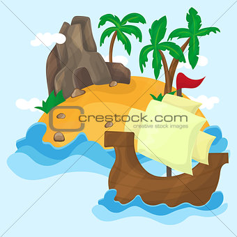 Tropical Island with palms in ocean