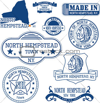 Set of generic stamps and signs of North Hempstead, NY