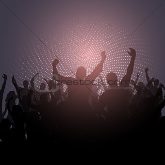 Party crowd on abstract dots background 