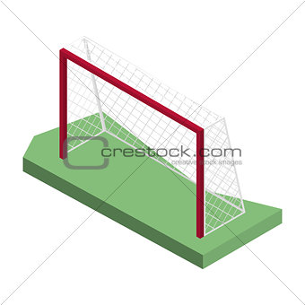 Gate for playing soccer in isometric, vector illustration.