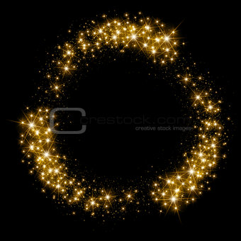 Gold glittering star dust circle
