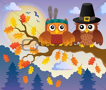 Thanksgiving owls thematic image 4
