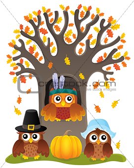 Thanksgiving owls thematic image 5