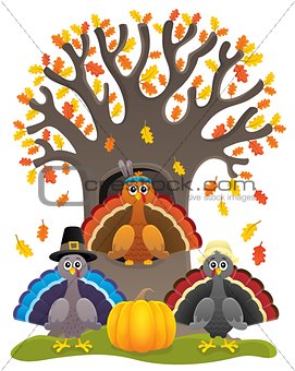 Thanksgiving turkeys thematic image 1
