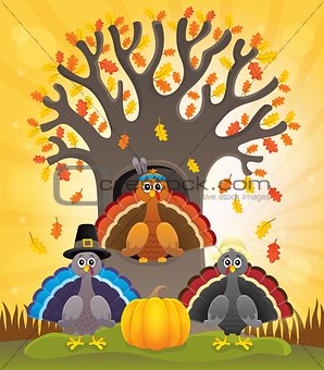 Thanksgiving turkeys thematic image 2