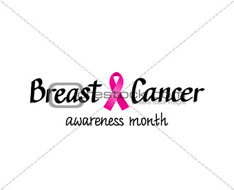 Breast cancer awareness month vector pink ribbon and calligraphy