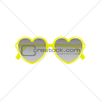 Sun glasses in shape of heart in yellow design