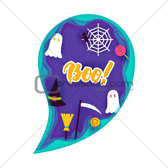 Halloween Ghost Papercut Concept