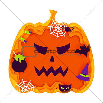 Halloween Pumpkin Papercut Concept
