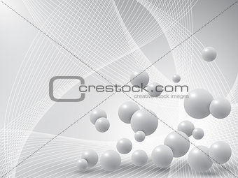 Gray balls on abstract background.